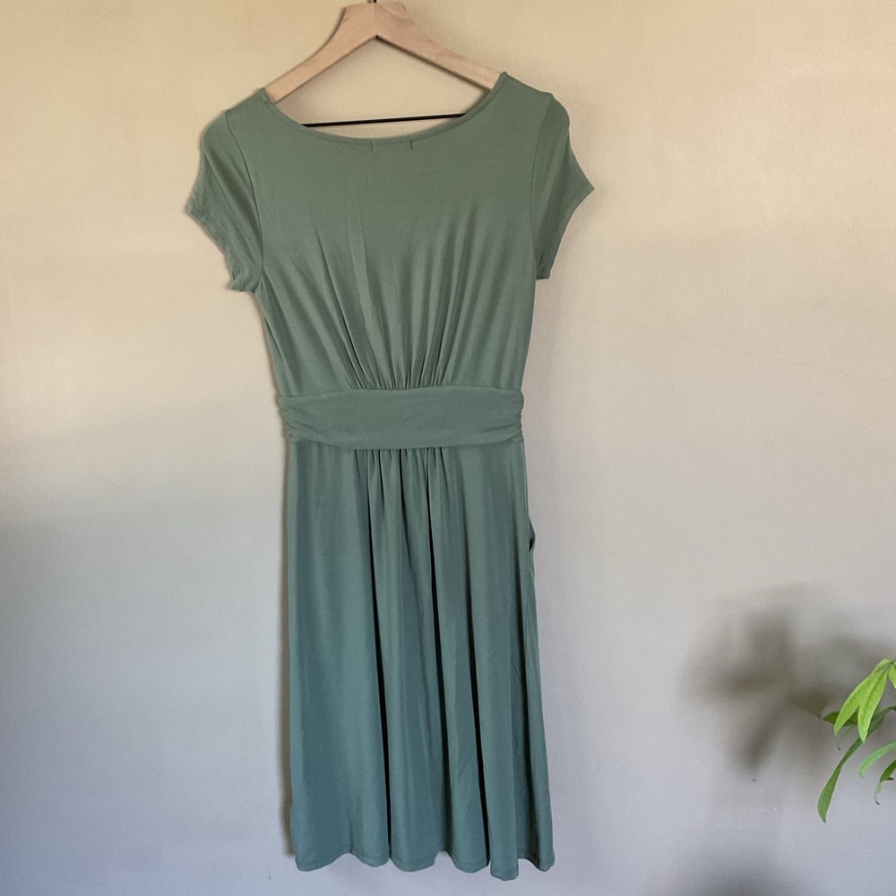 Quince Tencel Jersey Ruched Waist Dress Sage Green Size Small - Picture 9 of 11